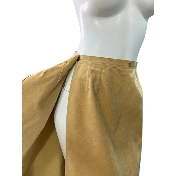 Halston Vintage 70's Beige Tan Ultrasuede Wrap Skirt A-Line High Waist Size S - Picture 4 of 10